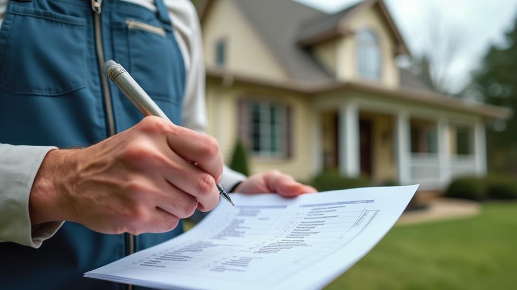 A person filling out a home inspection report.